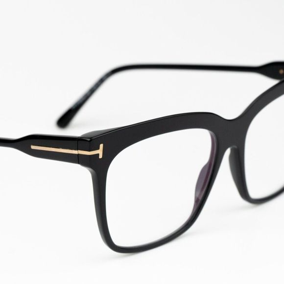 NEW Tom Ford FT5768-B 001 Shiny Black Blue Block Square Women Eyeglasses TF 5768 - Picture 7 of 10